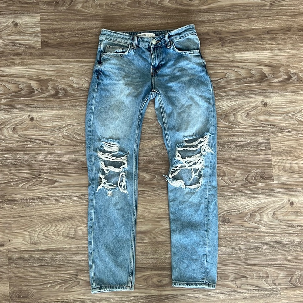 Zara Basic Z1975 Denim Distressed Jeans